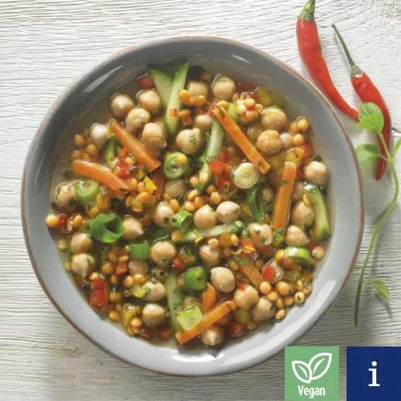 Chickpea salad with lentils and mint