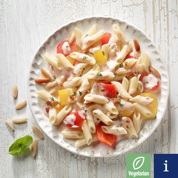 Pasta salad with red pesto