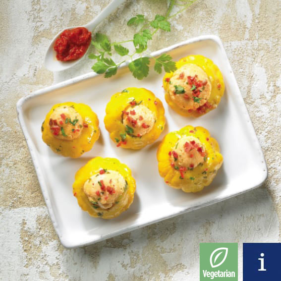 Patty pan squash, with a spicy stuffing